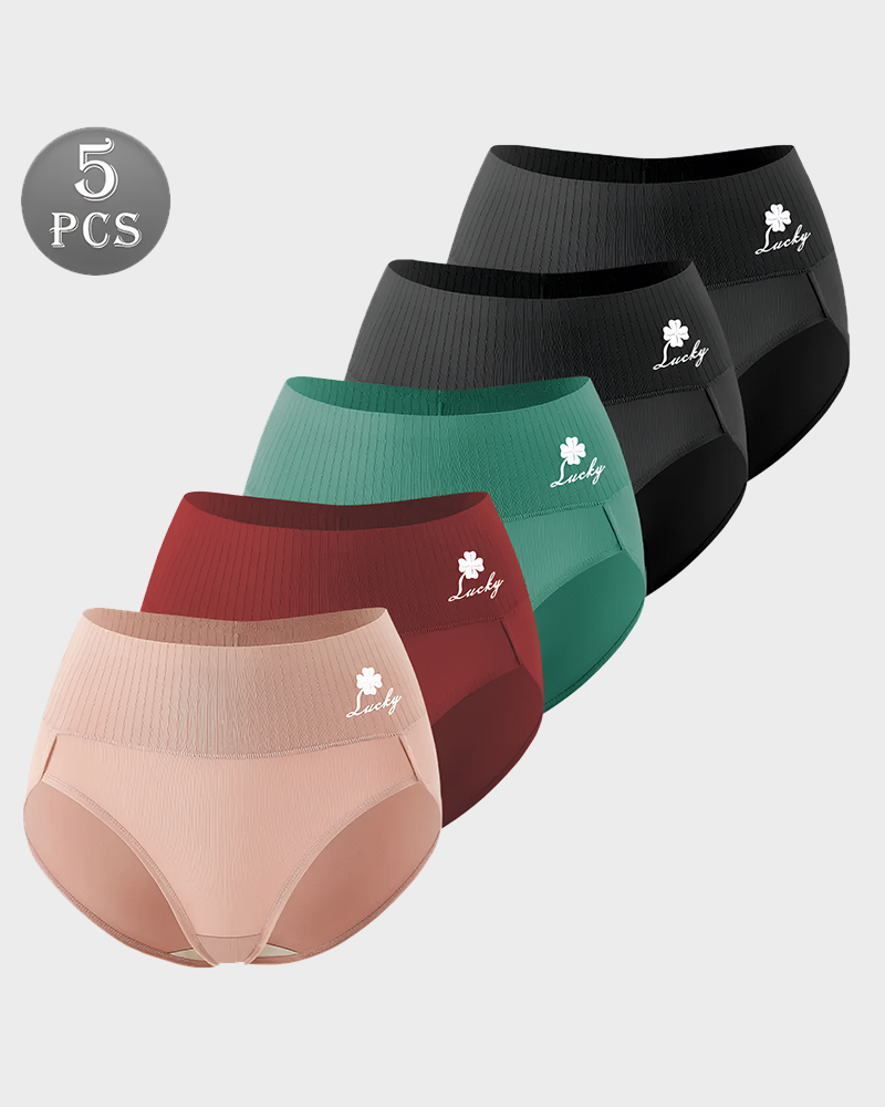 5 Pcs High Elastic Breathable Stretchy Control Panties Soft Women's Underwear