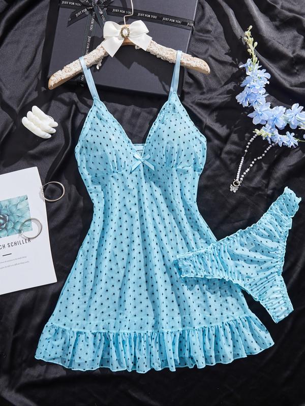 Women's Elegant Polka Dot Pajama Set