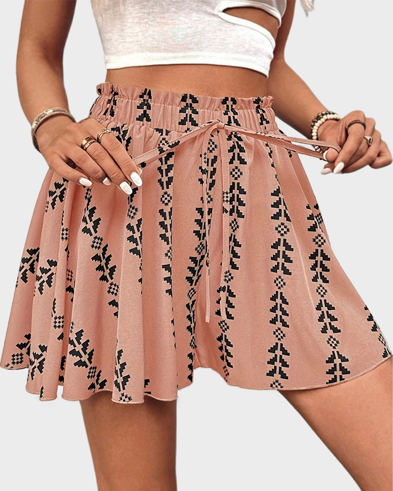 Women's Bohemian Print High-Waist Shorts