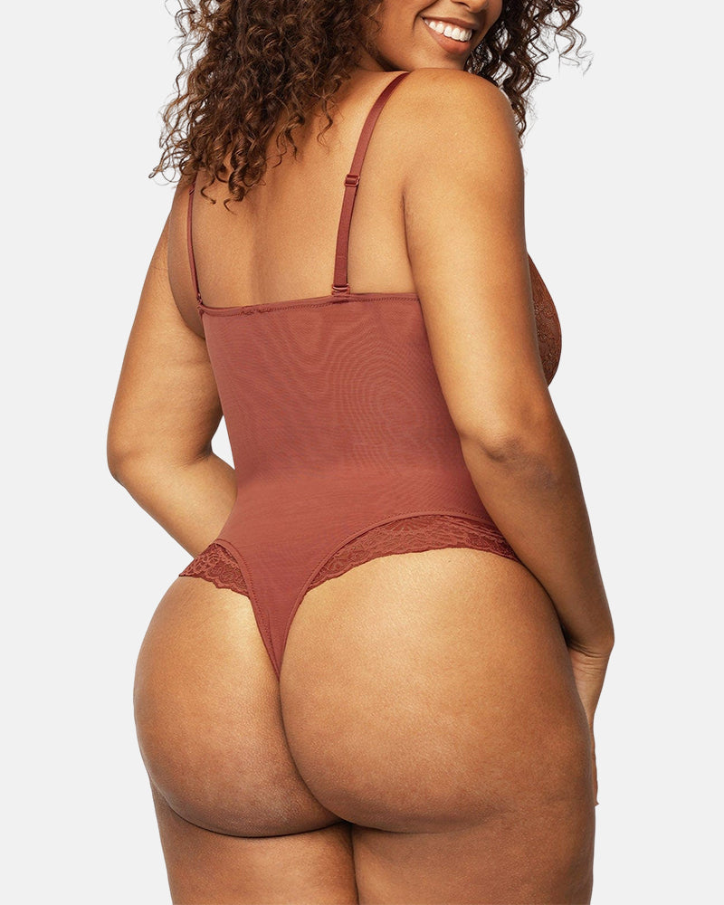 Lace Deep V Seamless Tummy Control Bodysuit