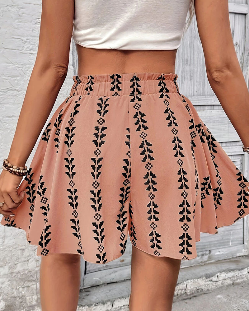 Women's Bohemian Print High-Waist Shorts