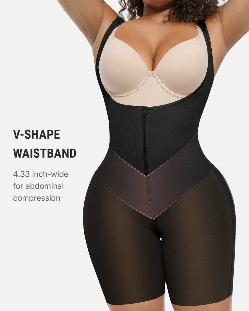 Colombian Postpartum Faja Butt Lifter Bodysuit with Zipper Crotch Smooth Compression Shapewear