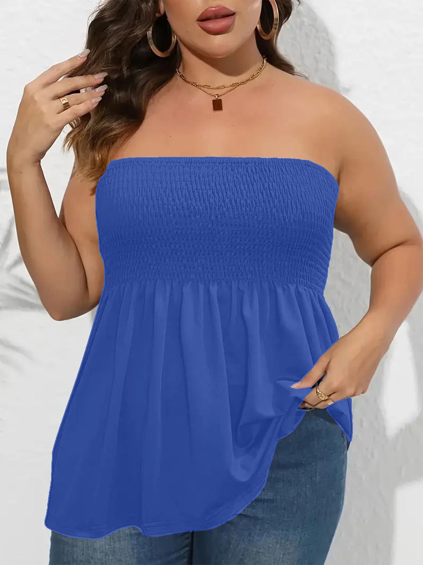 Plus Size Strapless Ruffle Hem Tube Top