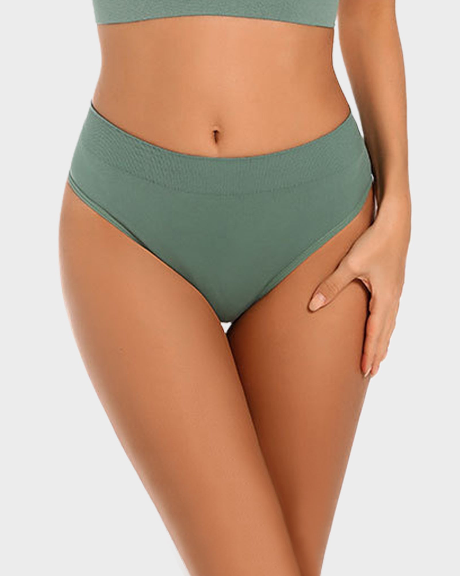 Solid Color Drop Waist Thong Seamless Sport Panties (9 pcs)