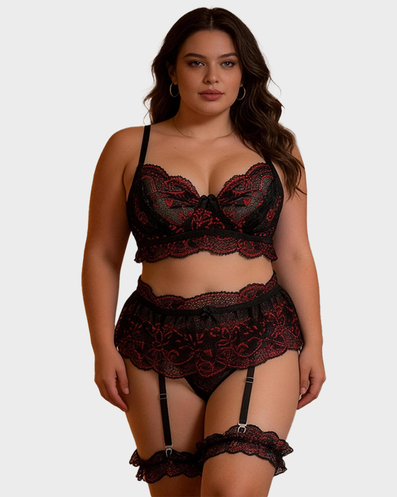 Women's 5 Piece Baby Doll Corset with Detachable Lace Garters Lingerie Set