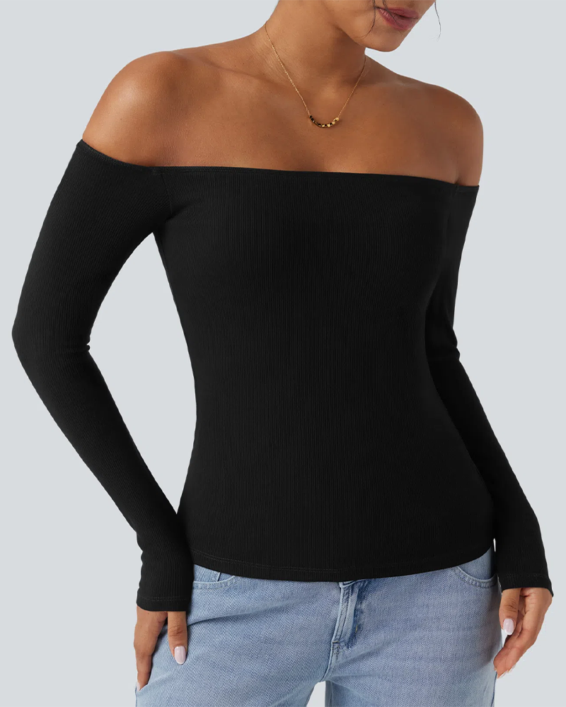 Built-in Bra Ribbed Knit Top