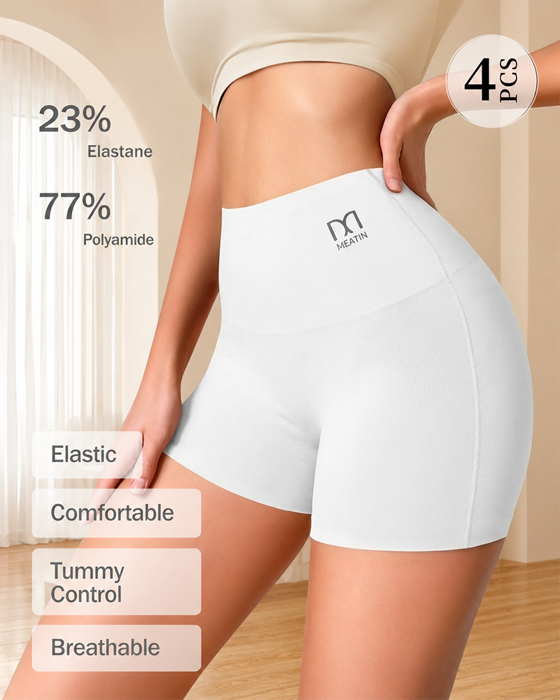 4PCS High Waist Shapewear Shorts for Women Solid Color Sculpting Panties