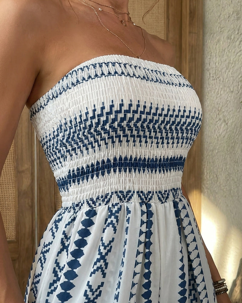 Boho Halter & Strapless High Split Wide Leg Jumpsuit