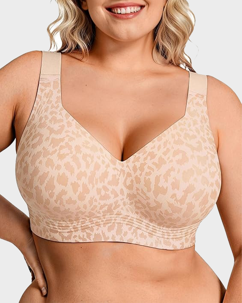Leopard Jelly Wirefree Bra Full Coverage Padded No Underwire Everyday Bra