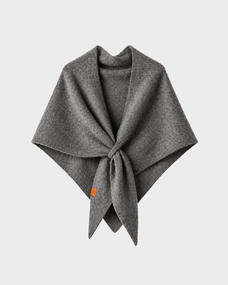 Soft Knitted Wrap Shawl Thick Warm Knotted Detail Cover-Up