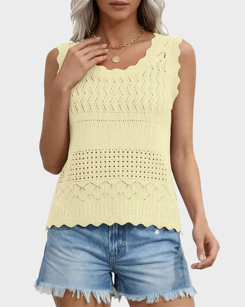 Women's Crochet Tank Top Sleeveless Knit Sweater Vest
