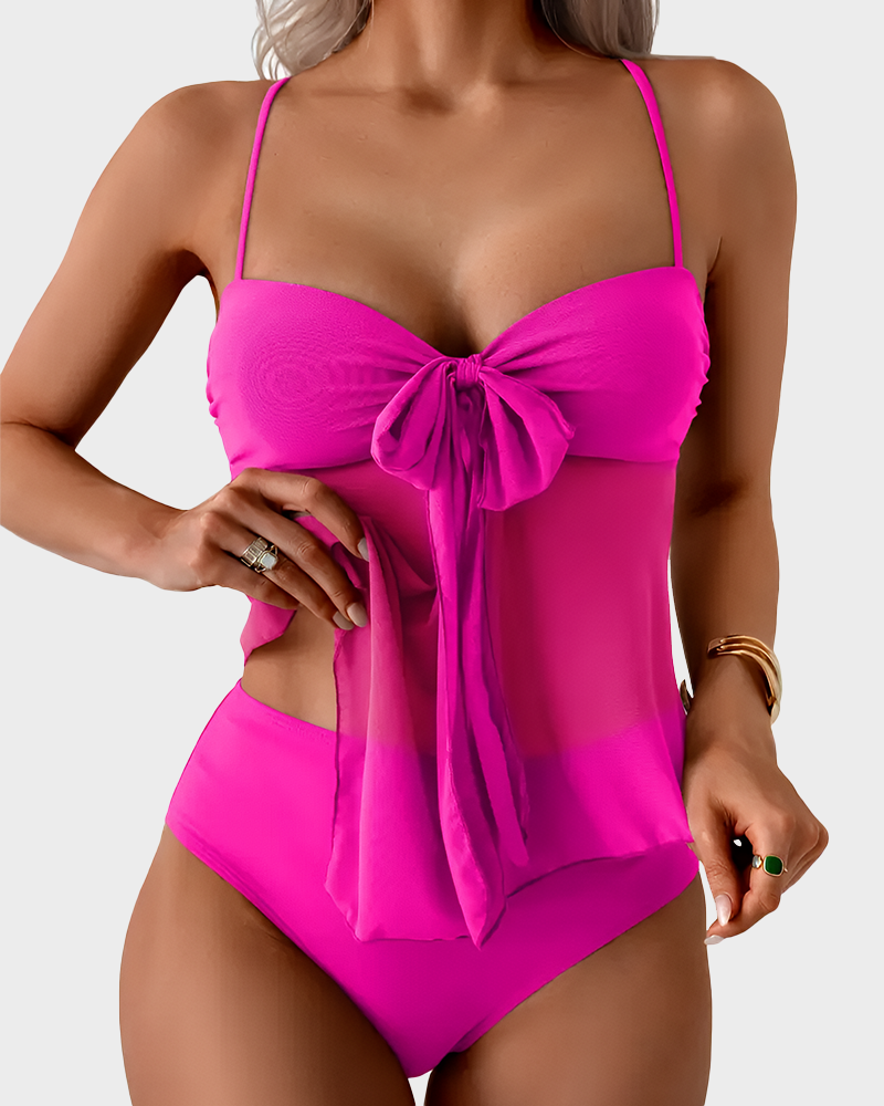 Tummy Control Flowy Mesh 2-Piece Bathing Suit