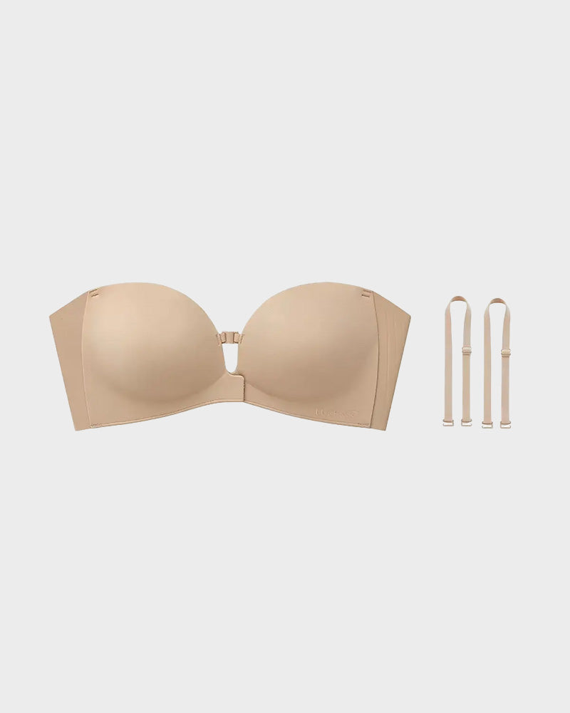 Strapless Front Closure Push Up Padded Non Slip Wireless Seamless Jelly Bra