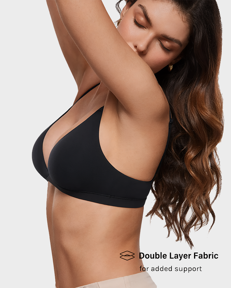 Triangle Bralette Plunge Unlined Seamless No Underwire Sexy Comfortable Everyday Bra