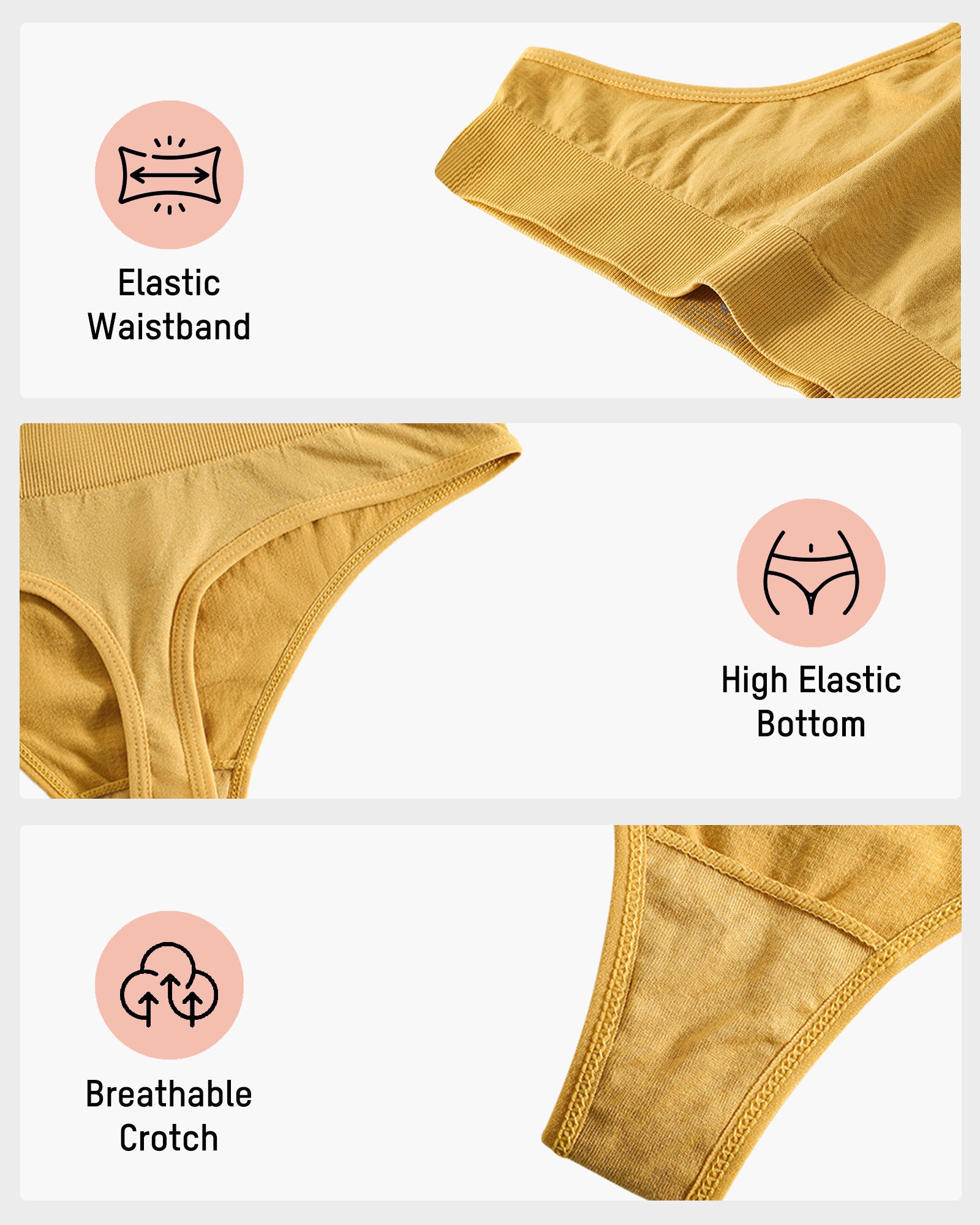 Solid Color Drop Waist Thong Seamless Sport Panties (9 pcs)