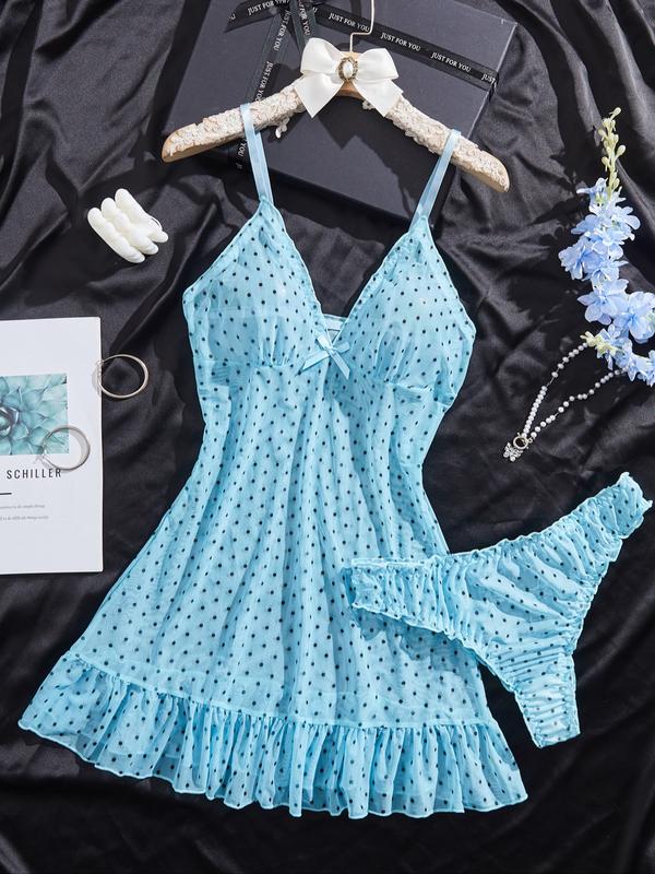 Women's Elegant Polka Dot Pajama Set