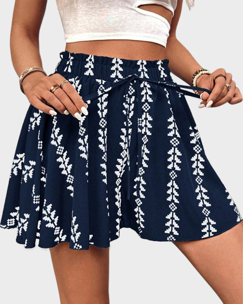 Women's Bohemian Print High-Waist Shorts