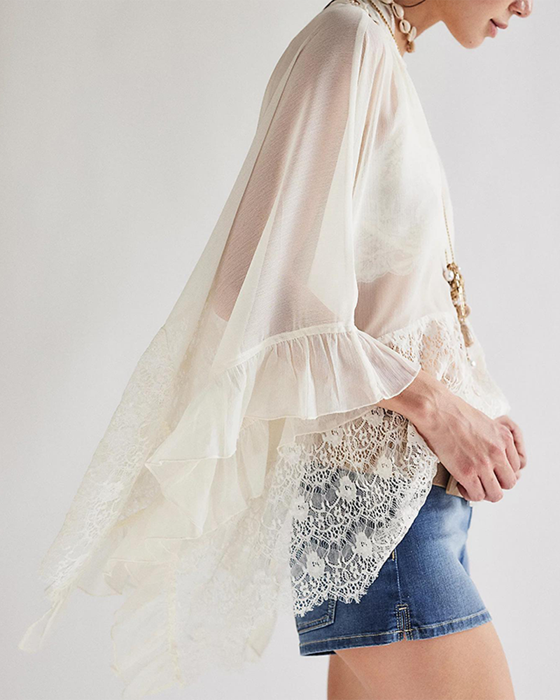 Women's V Neck Poncho Top Batwing Sleeve Solid Color Loose Fit Blouse