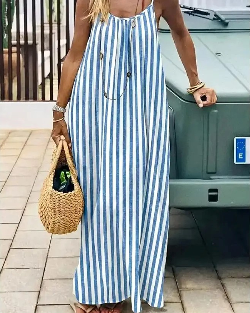 Bohemian Spaghetti Strap Halter Backless Maxi Dress Sleeveless Casual Dress