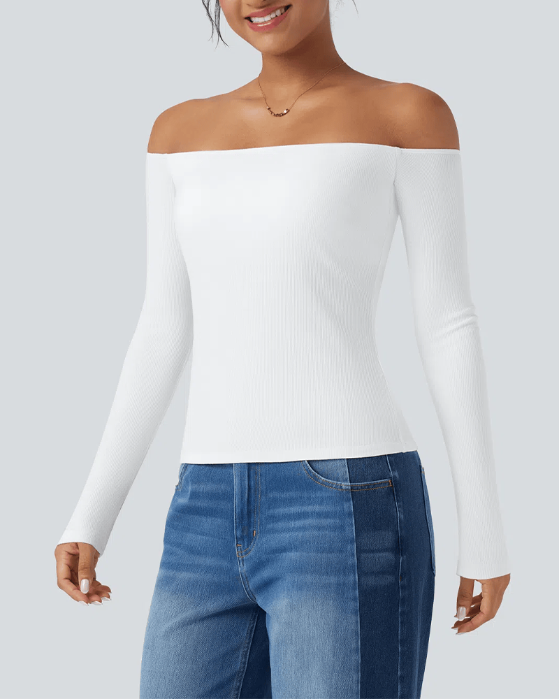 Built-in Bra Ribbed Knit Top