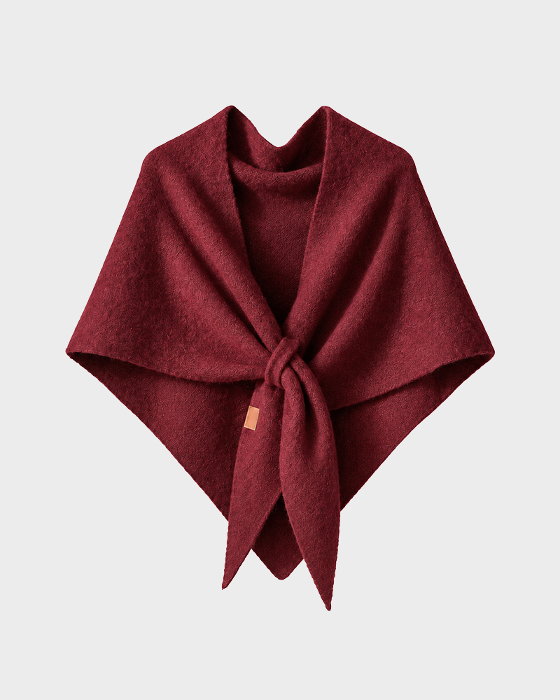 Soft Knitted Wrap Shawl Thick Warm Knotted Detail Cover-Up