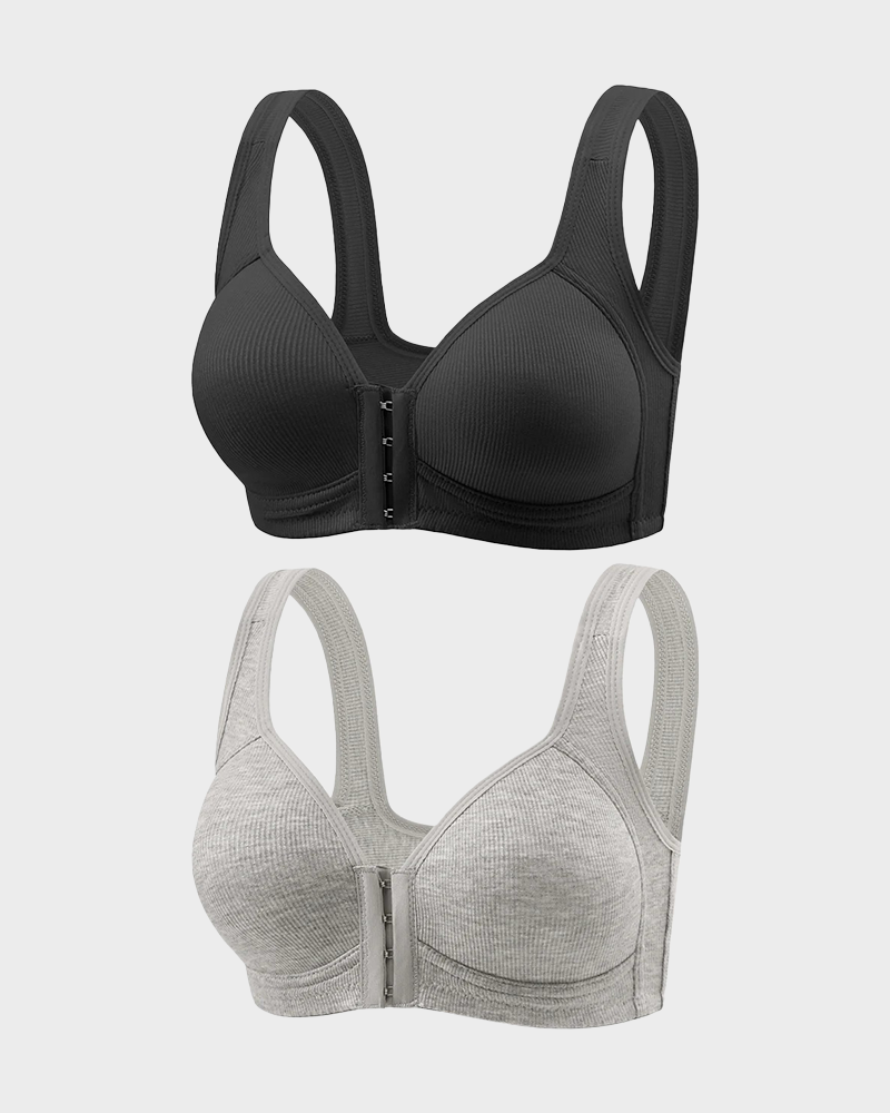 Easy-On Front Closure Push-Up Adjustable Cross-Back Bra