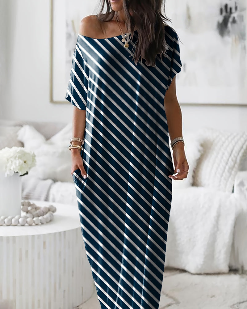 Batwing Sleeve Casual Lounge Dress Comfy Short Sleeve Nightdress
