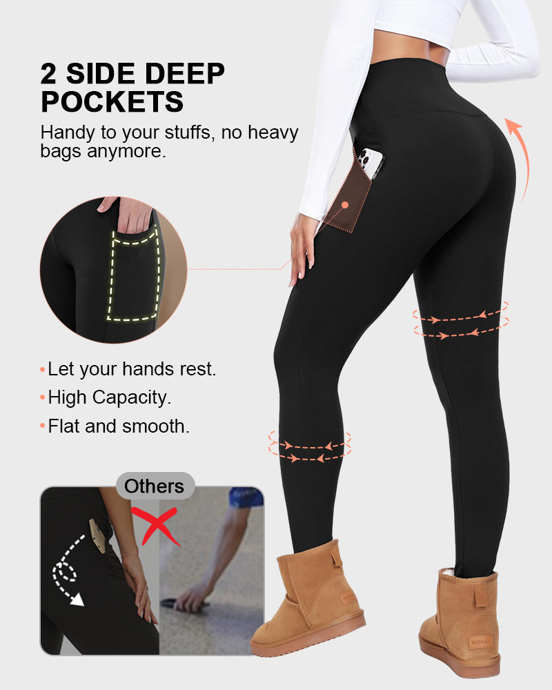 High-Waisted Fleece Leggings with Pockets