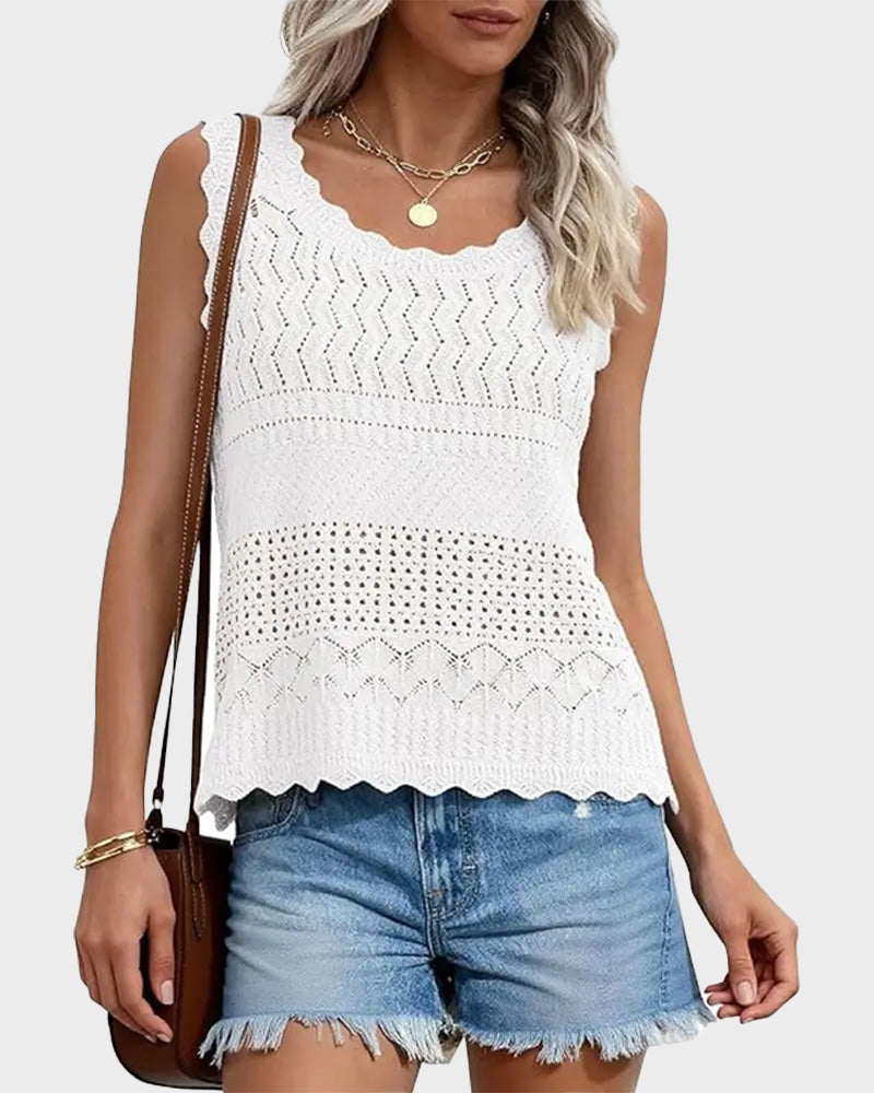 Women's Crochet Tank Top Sleeveless Knit Sweater Vest