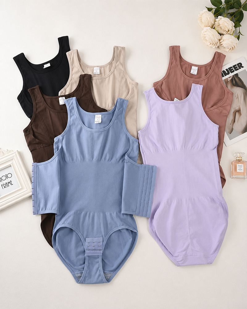 Zipper Bodysuit with Integrated Belt Tummy Control Shapewear for Daily & Posture