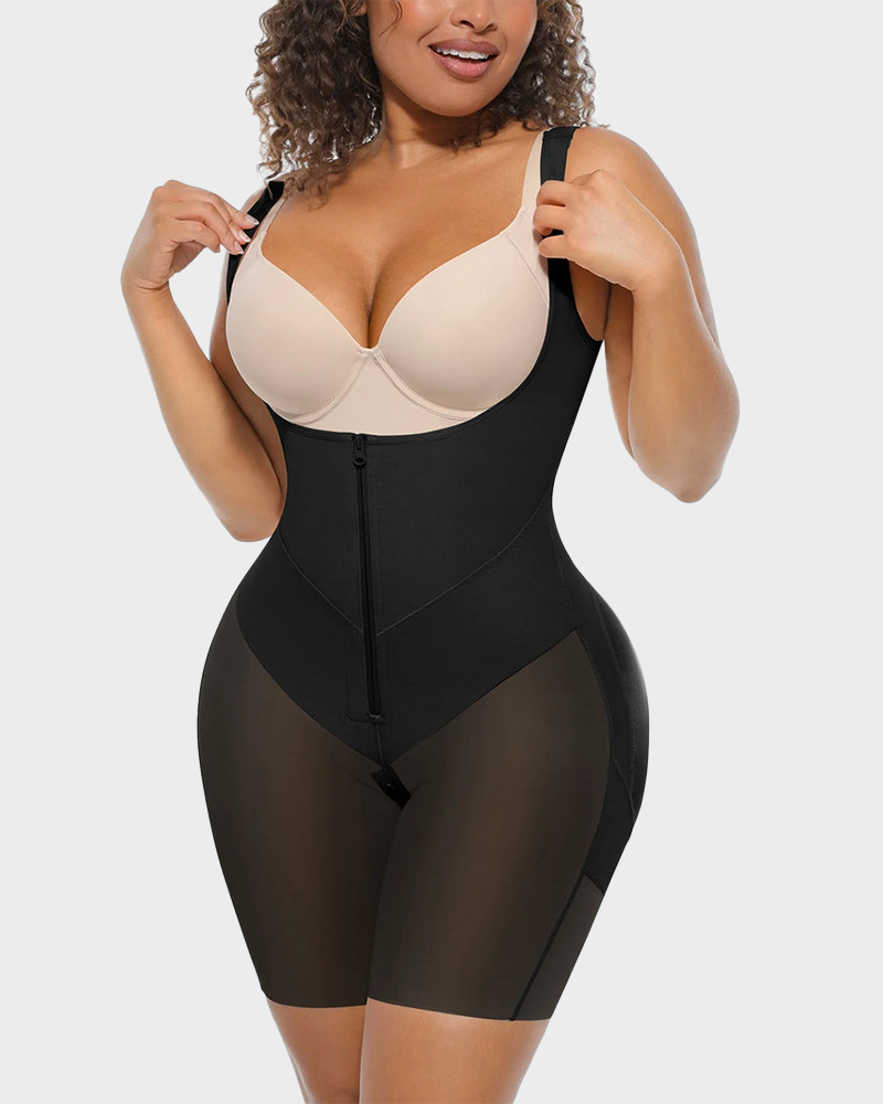 Colombian Postpartum Faja Butt Lifter Bodysuit with Zipper Crotch Smooth Compression Shapewear