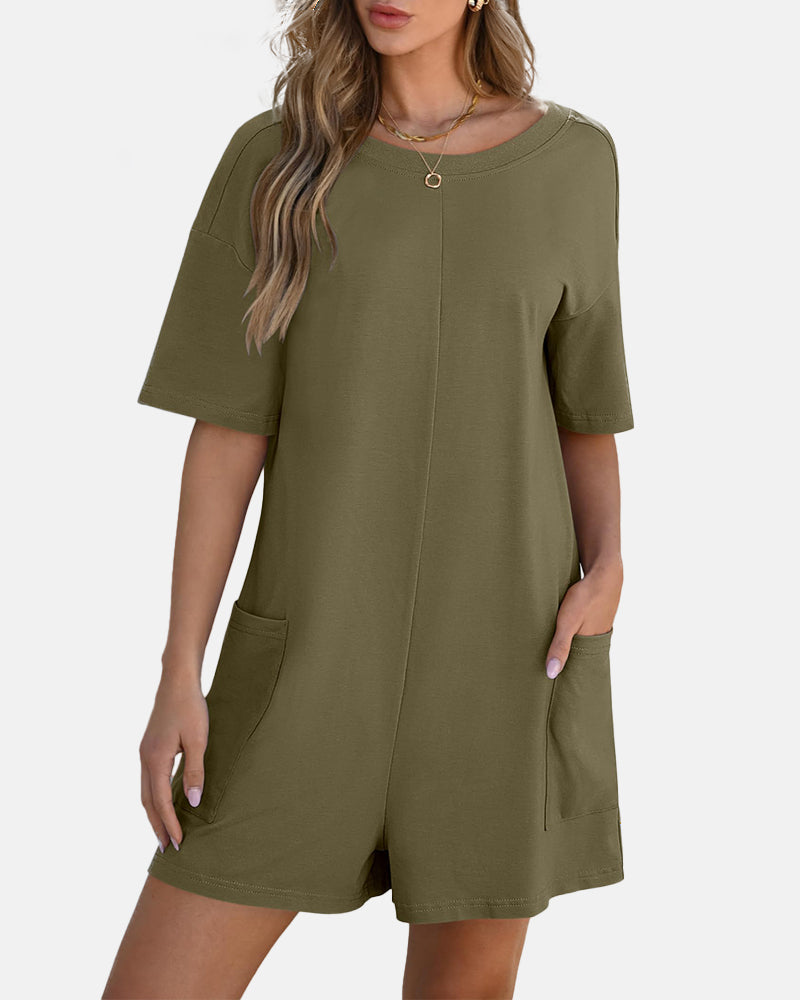 Women's Casual Short Sleeve Oversized Athletic Reversible Romper