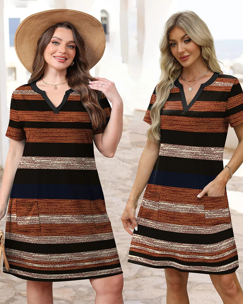 Casual Summer Dress: V-Neck Short Sleeve Beach Essential
