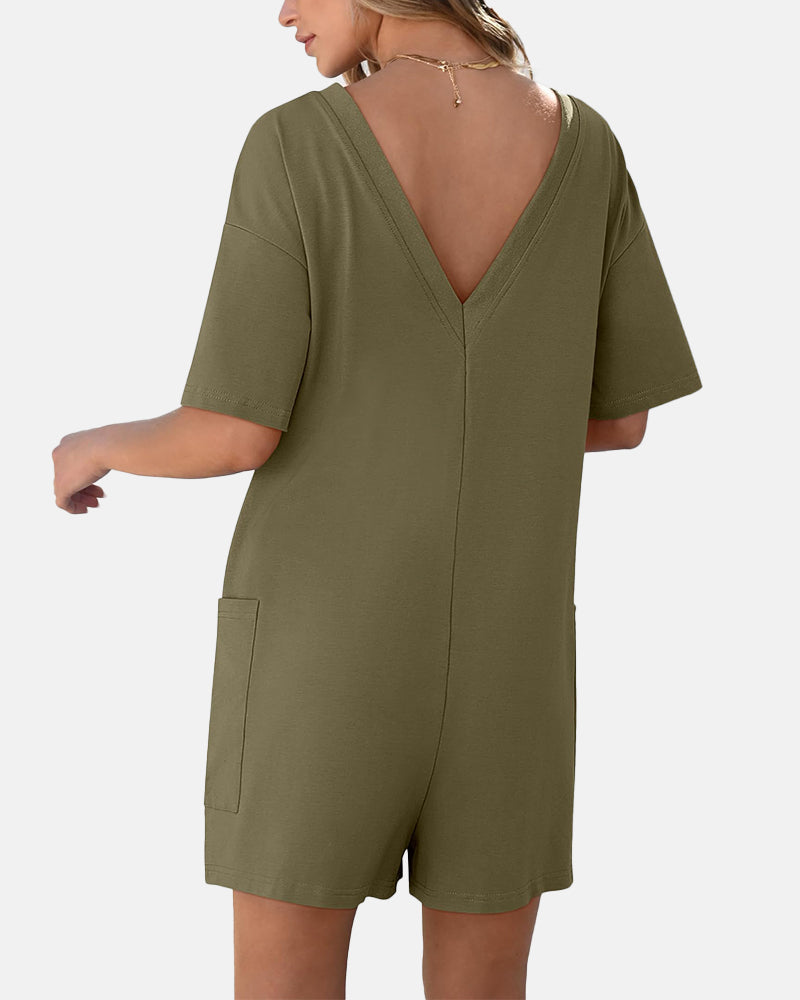Women's Casual Short Sleeve Oversized Athletic Reversible Romper