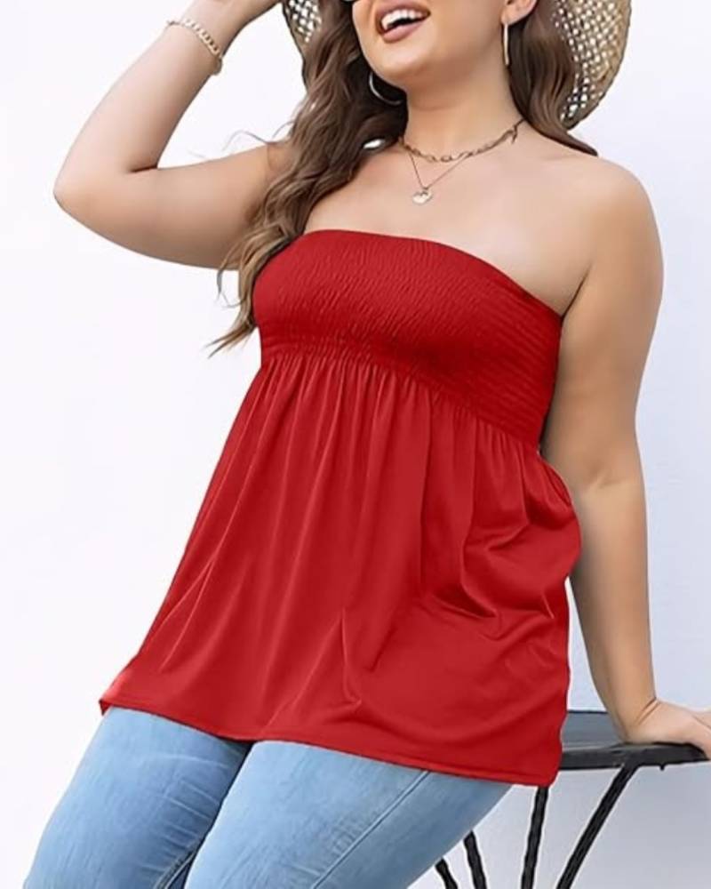 Plus Size Strapless Ruffle Hem Tube Top