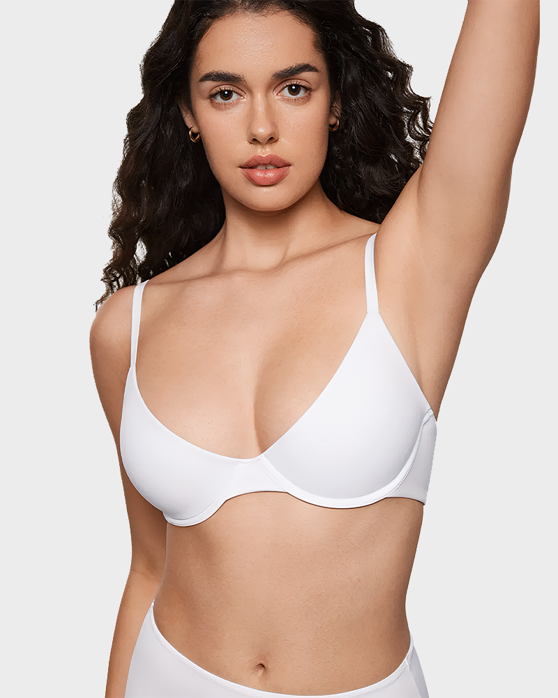 Women's Lightly Padded Underwire Soft Supportive Adjustable Straps Balconette Bra