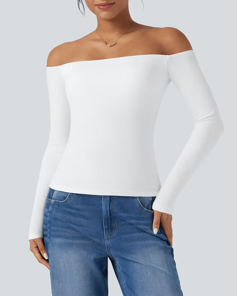 Built-in Bra Ribbed Knit Top