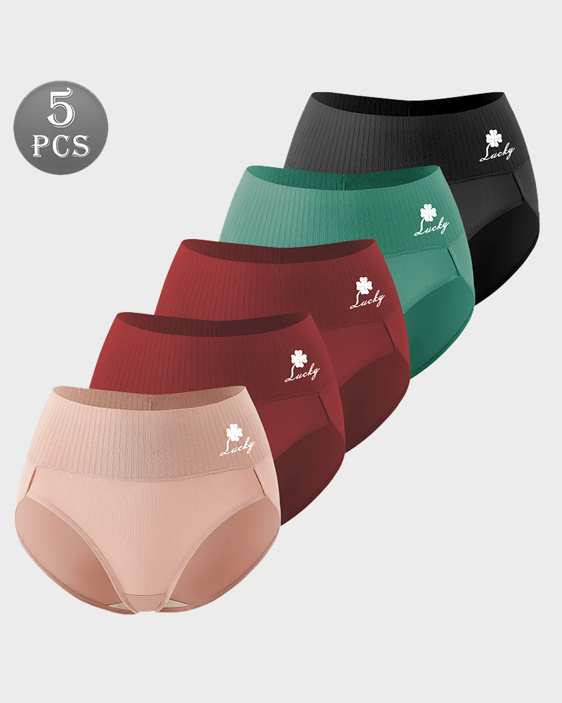 5 Pcs High Elastic Breathable Stretchy Control Panties Soft Women's Underwear
