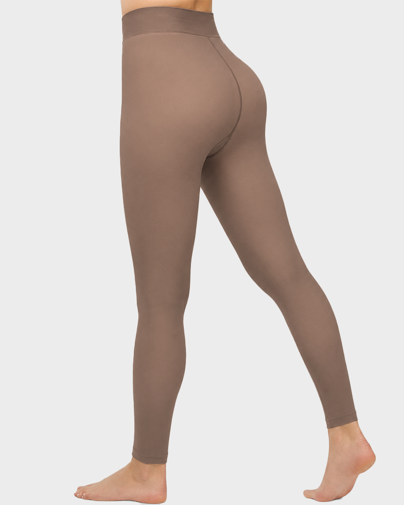 Women's Fleece Lined Fake Sheer Tights Warm High Stretch Winter Leggings