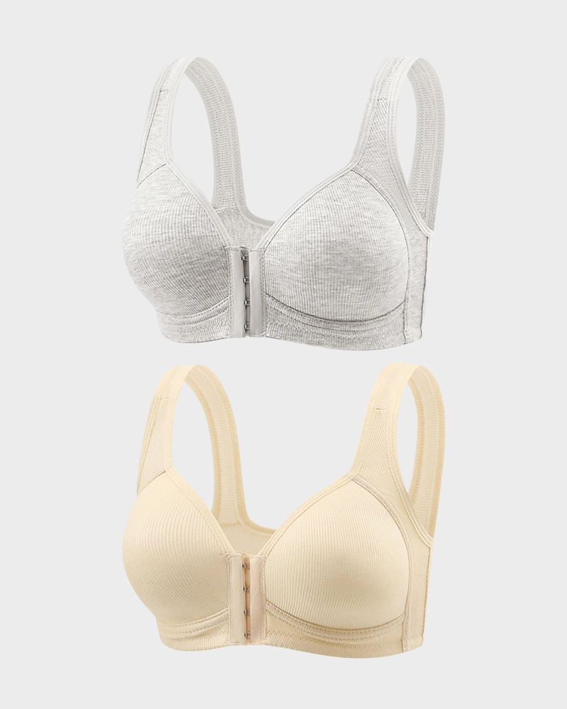Easy-On Front Closure Push-Up Adjustable Cross-Back Bra