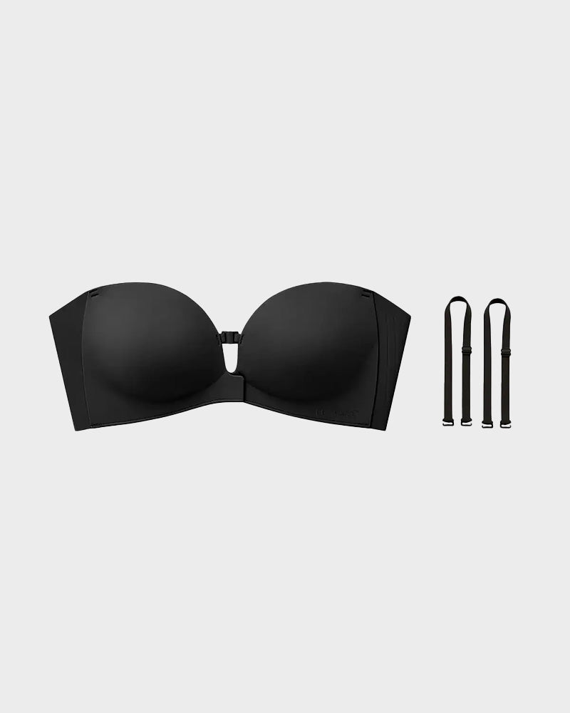 Strapless Front Closure Push Up Padded Non Slip Wireless Seamless Jelly Bra