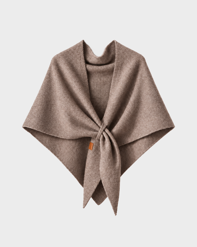 Soft Knitted Wrap Shawl Thick Warm Knotted Detail Cover-Up