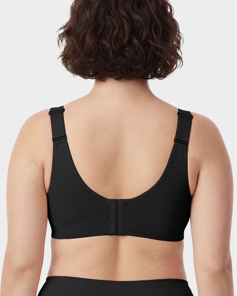 Women's Solid Ribbed Push Up Soft Breathable Wireless Bra