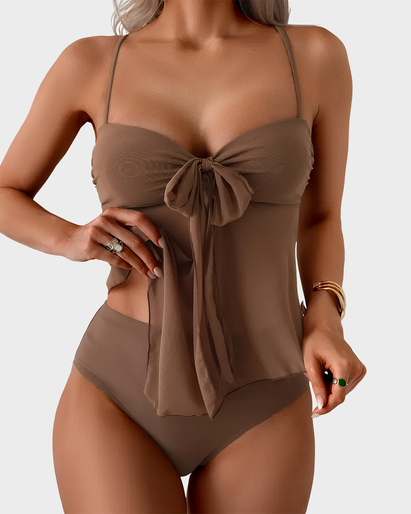 Tummy Control Flowy Mesh 2-Piece Bathing Suit