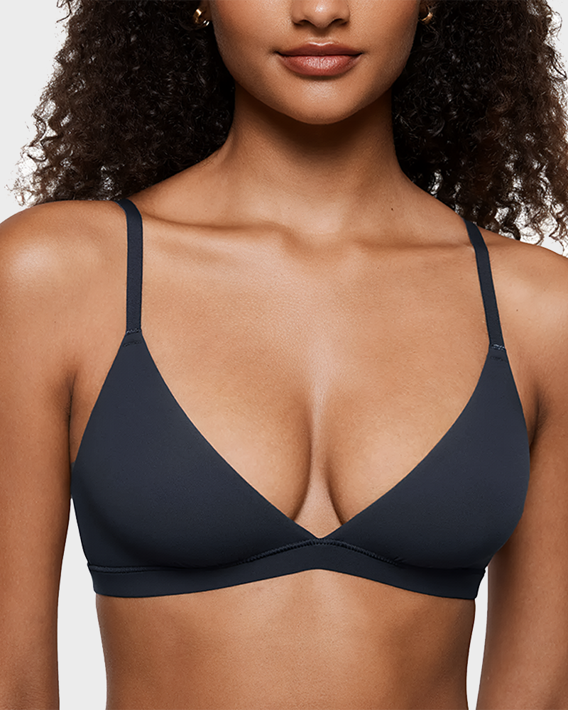Triangle Bralette Plunge Unlined Seamless No Underwire Sexy Comfortable Everyday Bra