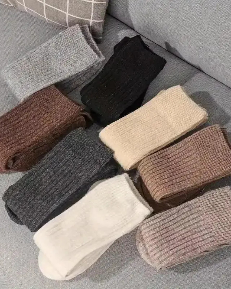 Women's 5 Pair Thick Slim Fit Calf Boot Socks with Side Stripes Fall Winter