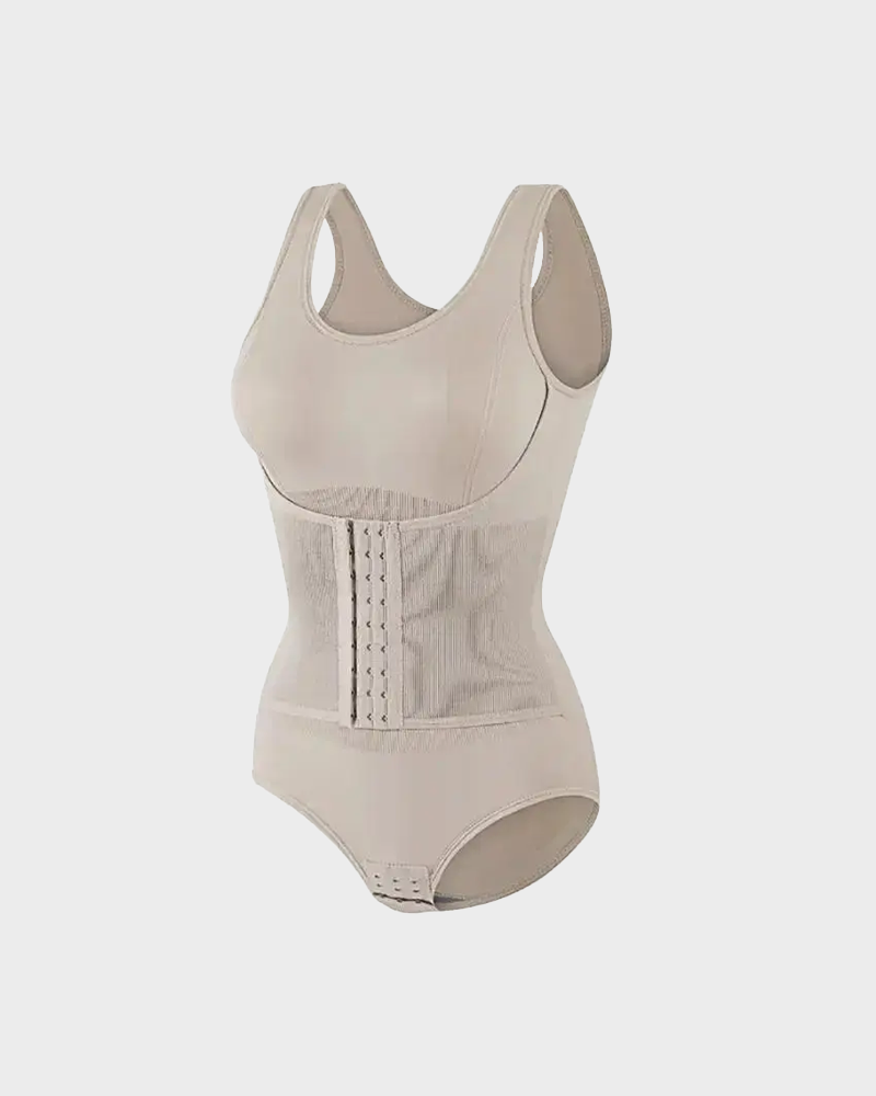 Zipper Bodysuit with Integrated Belt Tummy Control Shapewear for Daily & Posture