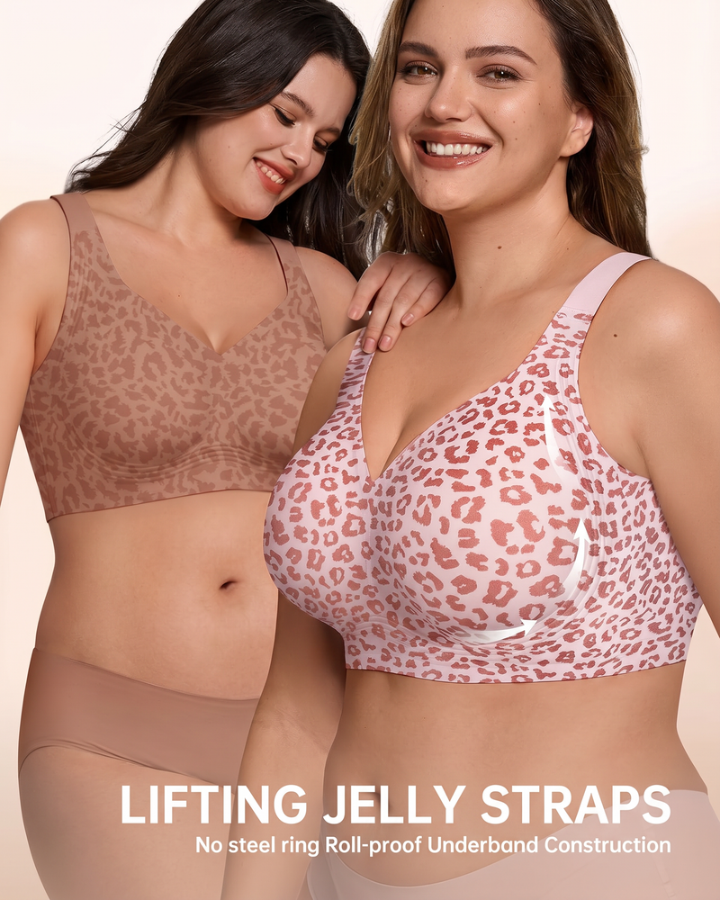 Leopard Jelly Wirefree Bra Full Coverage Padded No Underwire Everyday Bra