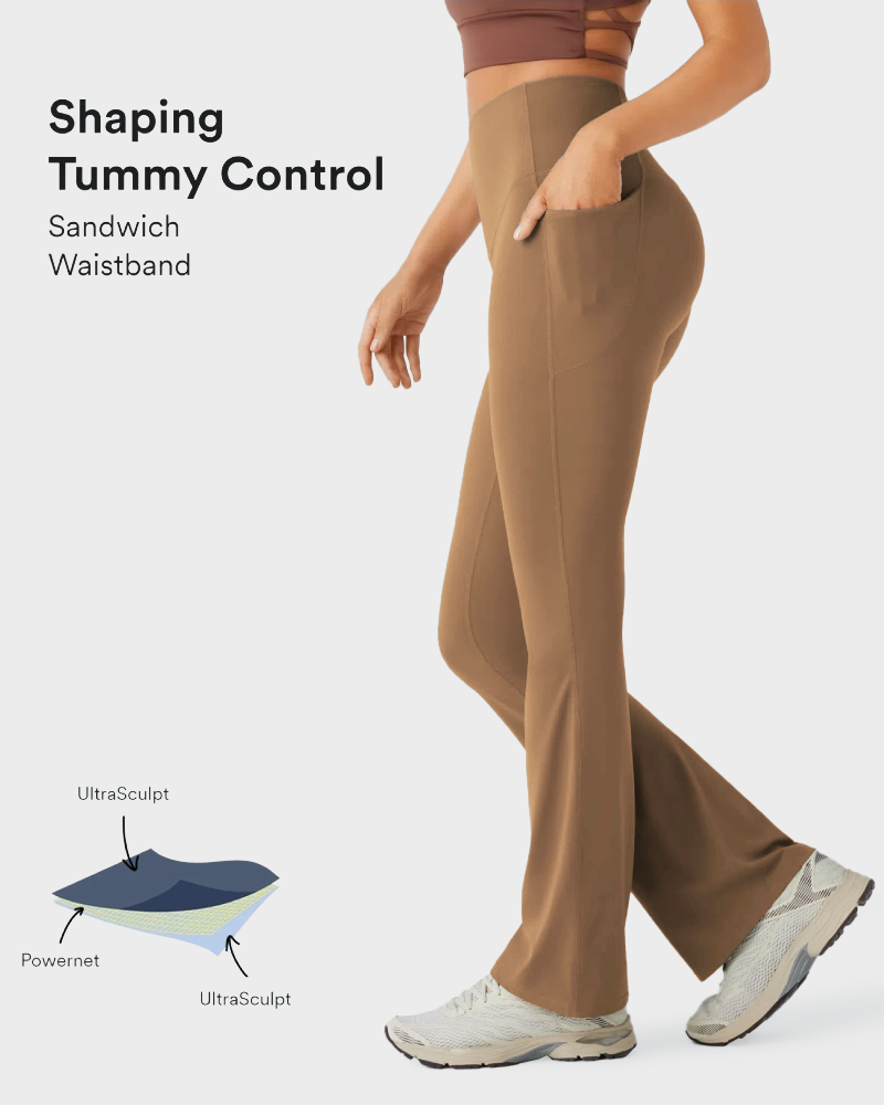 High Waisted Tummy Control Butt-Lifting Shaping Yoga Bootcut Leggings