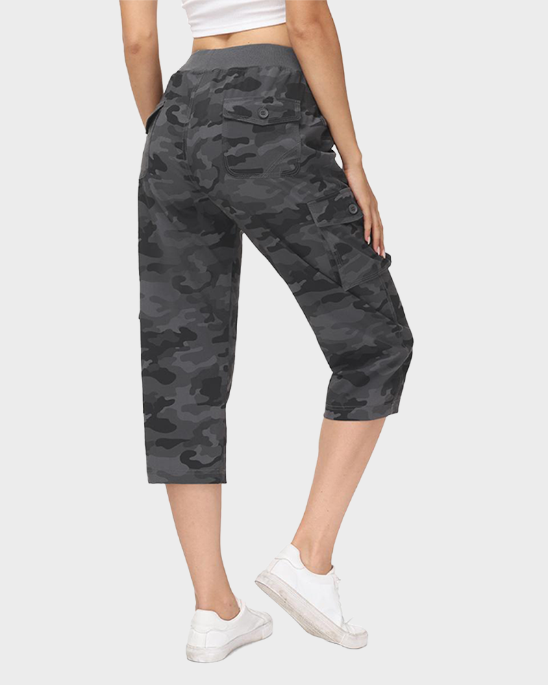 Lightweight 6 Pocket Quick Dry Cargo Capri Pants Loose Hiking Outdoor Bottoms